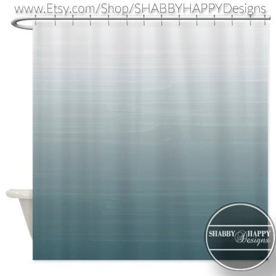 Shower Curtain Art Design White To Dark Duck Egg Ombre Grant Painted Appearance Custom Bathroom Decor 12 Onhole Top