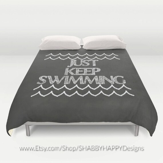 Just Keep Swimming Chalkboard Chalk Art Duvet Comforter Etsy