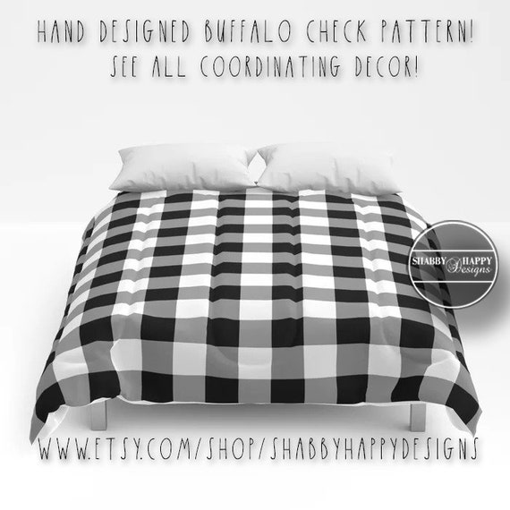 Black And White Buffalo Check Gingham Plaid Pattern Duvet Etsy