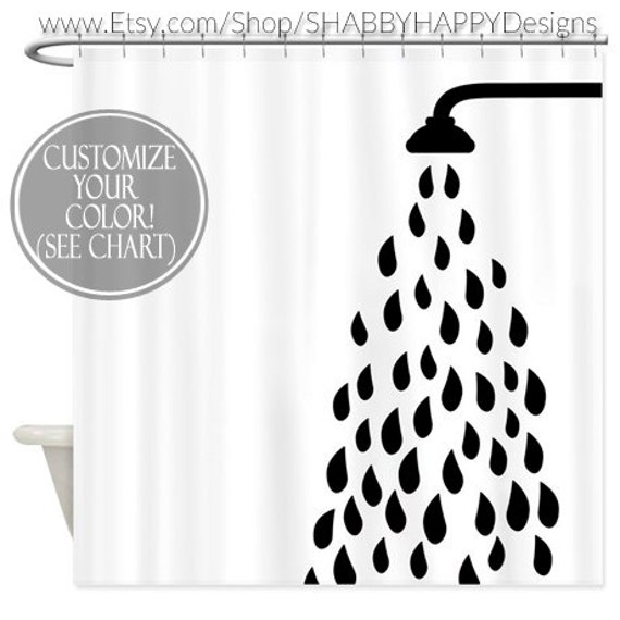 Shower Curtain Art Design //Shower Water Drops Silhouette // Etsy
