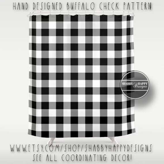 Shower Curtain Art Design Farmhouse Black And White Etsy