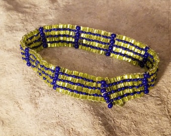 Lime Crystal with Royal Blue Stripes bracelet