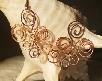 Large Three Tone Copper Curl Doodles Earrings