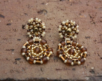 Beaded Earthy Double Round  earrings