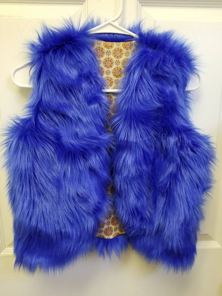 Girls Fur Vest Blue Royal Blue Fur Vest Ladies Buffalo Bills Etsy