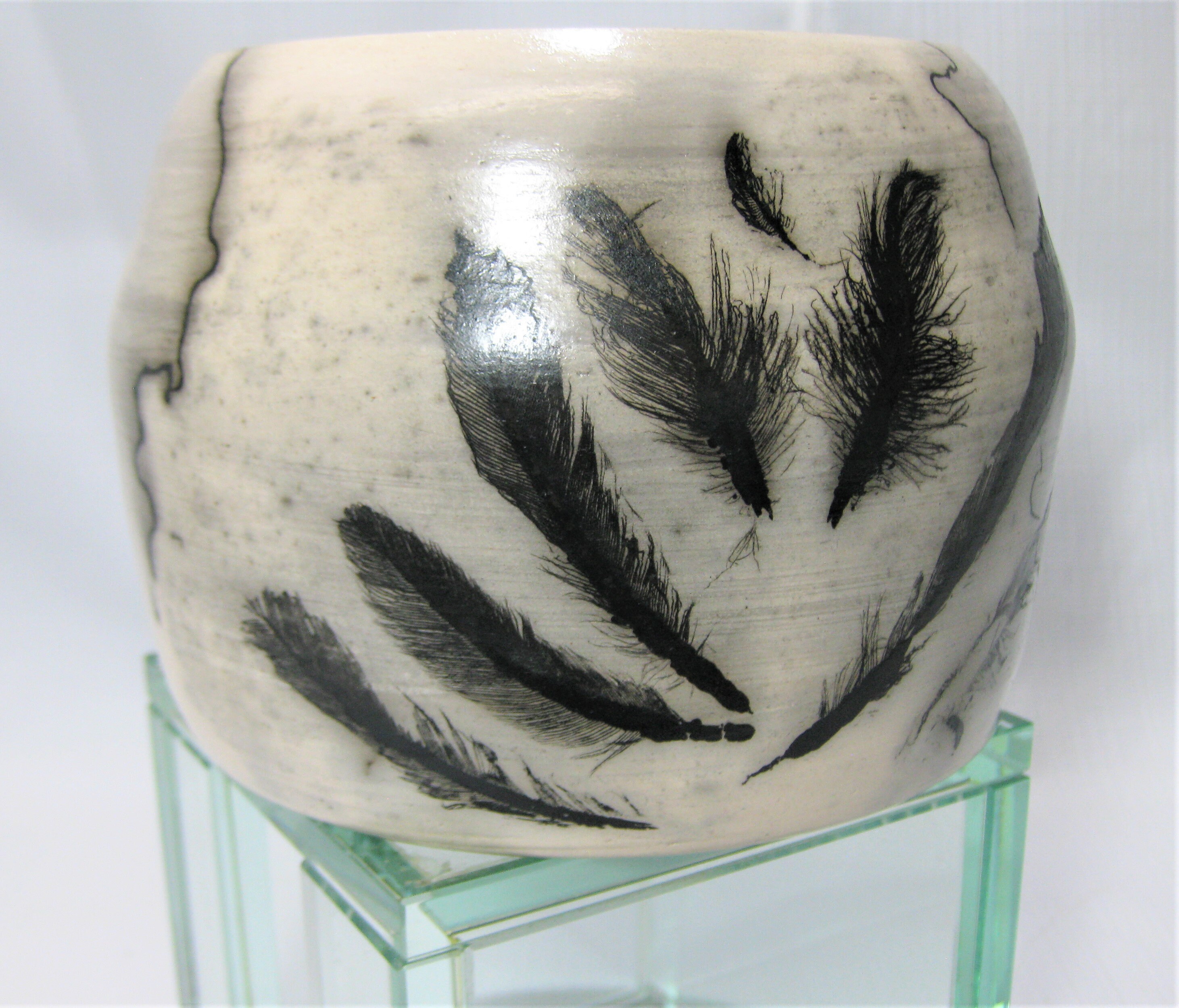 Raku pottery Horse hair and feathers bowl container Horsehair Etsy