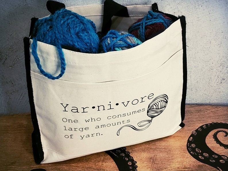 Canvas Tote, Shopping Bag, Book Bag, Tote Bag, Knitting, Yarn, Crochet image 10