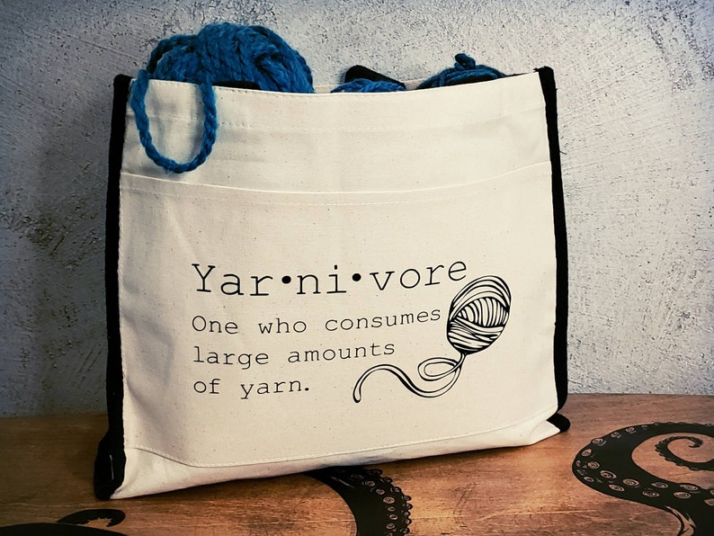 Canvas Tote, Shopping Bag, Book Bag, Tote Bag, Knitting, Yarn, Crochet image 1