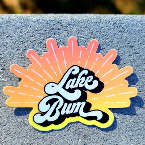 Lake Bum Sticker: Original Sunset Design, Waterproof Vinyl