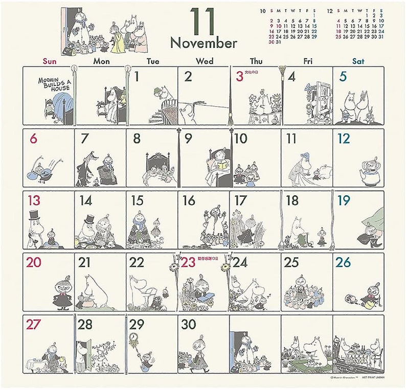 2022 Moomin Wall Calendar 34 X 35cm Moomin Comic Design Etsy New Zealand