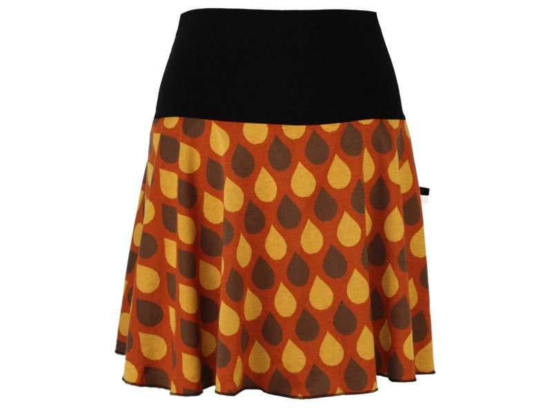 Mini skirt Knit Brown yellow retro knit skirt A-line skater Woman