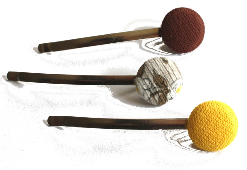 Hair clips Hair Clips 3 Set 7 cm Brown yellow