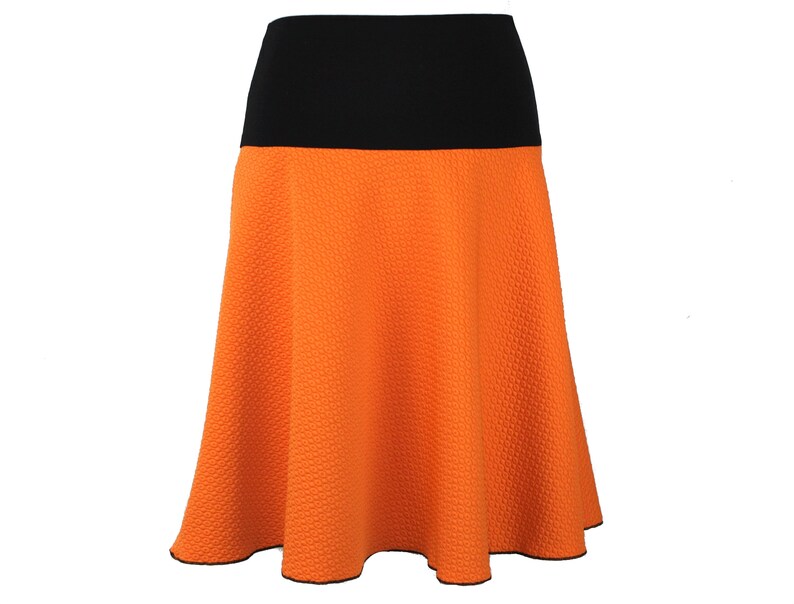 Skirt MIDI Orange MidiSkirt A-line bell skirt jersey Scuba Woman
