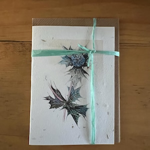 FIORI DI CAMPO SEMINATI Bigliettini di elicriso marino - Set di cinque bigliettini abbinati con buste