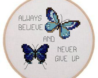 Believe Butterflies Cross Stitch Pattern PDF