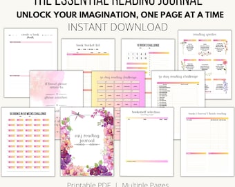 Reading journal printable, Reading Journal, Book Tracker, Reading Planner, Book Review Bundle Reader Challenges Reading Notes