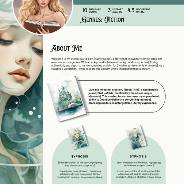 Author Canva Templates, Author Media Kit, Canva Templates for Authors, Press Kit Media Template