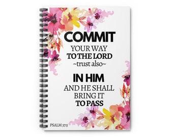 Floral Spiral Notebook Journaling Notebook | Soft cover journal | Inspirational message |self care journal bible Verse Sermon Notes