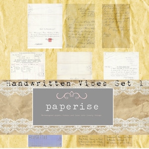 Vintage Handwritten Papers Digital Download Printable Letters Fatture ricevute Pagine contabili per Giornali di posta indesiderata, scrapbooking, supporti misti