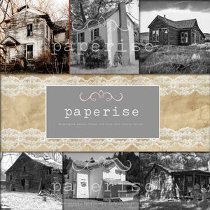 Casas abandonadas Set 1 Descarga digital Imprimibles para diarios basura, espeluznantes, chozas, cabañas, álbumes de recortes, fabricación de tarjetas, collage