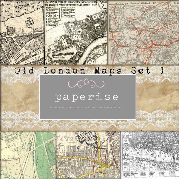 Old London Maps  Set 1 - Digital Download Printables ,Vintage Ephemera Tear sheets Masterboard Elements for Junk Journals,scrapbooks