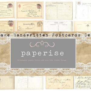 Vintage Handwritten Postcards Digital Download 19 Postcards + Extras, Fronts & Backs, Ephemera, Printables for Junk Journals, scrapbooks
