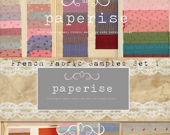 French Fabric Samples: Antique Swatches for Junk Journals (Digital Download)