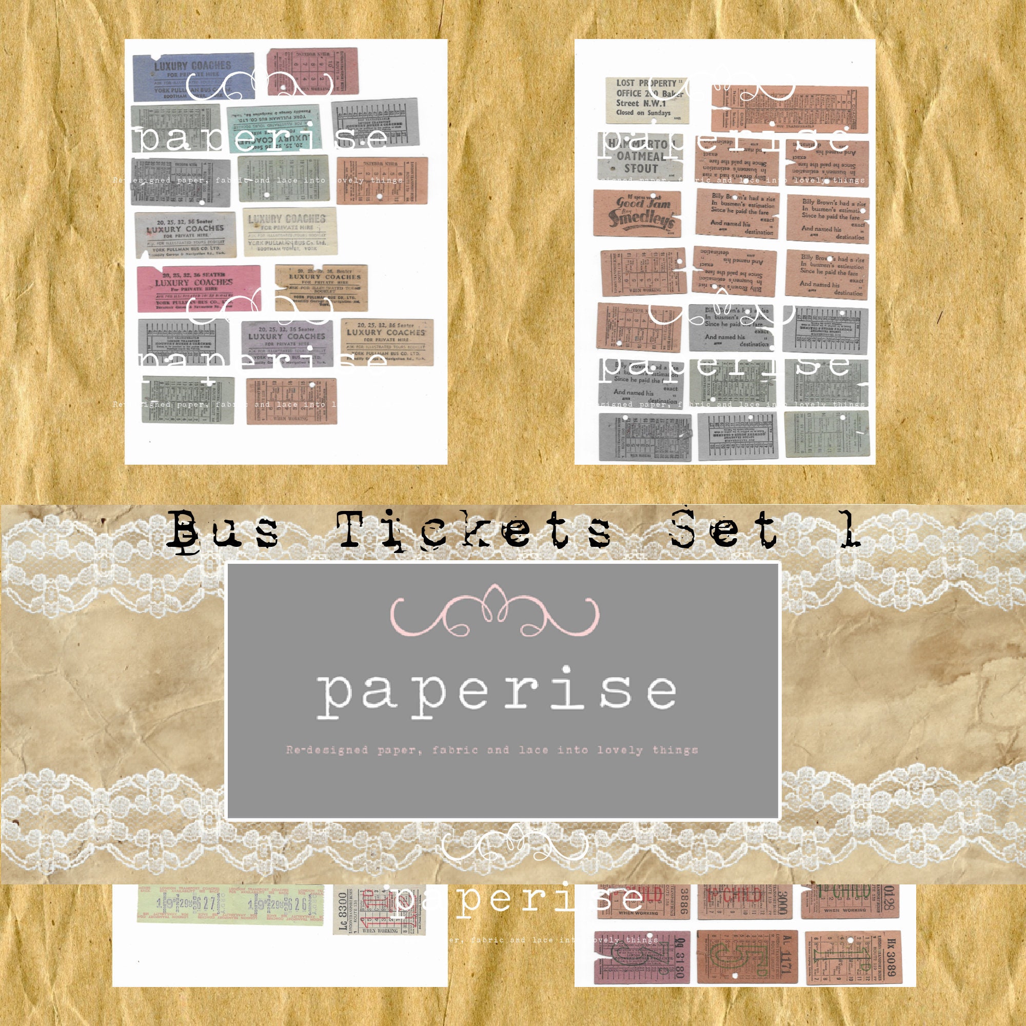 vintage uk bus tickets digital download printable colourful etsy