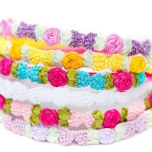 Classy and Sweet Satin Rosette Flower Narrow Headband Custom Made in the USA for You