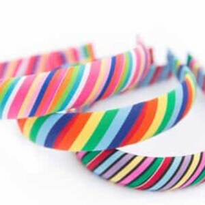 Bright Rainbow Wide Grosgrain Wrapped or Flat Headband Collection for Women & Children - Custom made in the USA