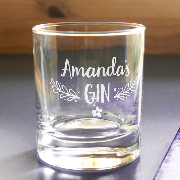Gin Glass Tumbler: Personalisiertes Mama Geschenk (Hand Etched, 10oz)