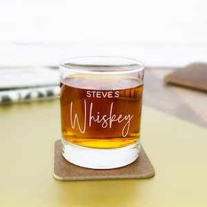 Personalised Whiskey glass engraved with name. Whisky tumbler glasses, barware gift for him. dad grandad gifts for christmas