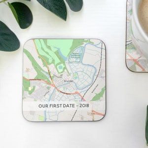Anniversary Map coasters with caption. Partner gift for him or her. Husband & wife gift personalised boyfriend gift Valentines girlfriend