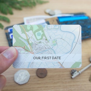 Map wallet card with caption. Boyfriend gift Valentines gift for him or her. Personalised gift wallet insert anniversary gifts for keepsake
