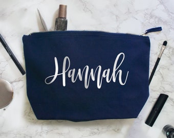 Personalised women's wash bag with custom name. Cosmetic toiletries makeup bag gifts for her Christmas gift for women unique wedding party