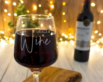 Red wine glass personalised with name. Birthday glasses gift for her. engraved gifts for women Christmas gifts for girlfriend, daughter