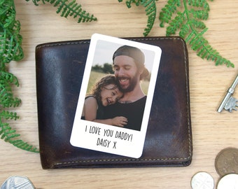 Personalised Metal Wallet Card with photo for Dad on Father's Day. First Fathers Day gift for New daddy. Photograph keepsake present for him