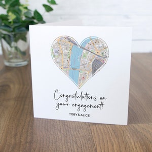 Personalised engagement card, special proposal location map and congratulations for son or daughter