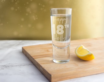 18th birthday shot glass personalised with name, engraved glasses Gift for her and him, 21st, 30th