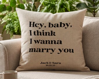 Song Lyrics Quote on linen cushion for 4th or 12th Anniversary Gift, Custom First Dance Music lyrics printed