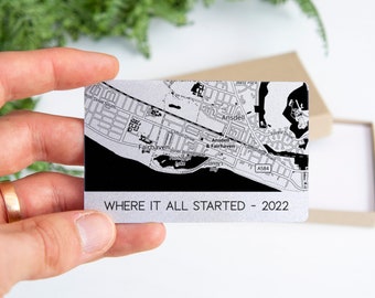 Personalised Where We First Met map location wallet card insert, first date anniversary card gift for boyfriend birthday gifts him husband