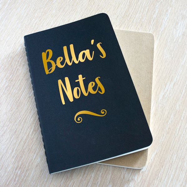 Personalised Moleskine Small Notebook A6/A5 - Notes, Ideas, Plans | Black & Gold personalized notebook pocket journal teacher note book