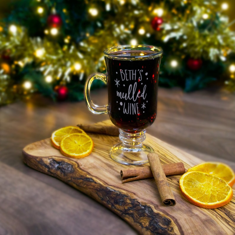Christmas mulled wine glass personalised with name. Christmas Etsy