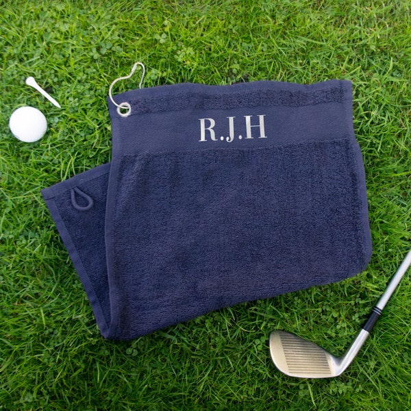 Serviette de golf personnalisée avec initiales. Serviette personnalisée de golfeurs avec le crochet, clip dessus, cadeau unique pour lui, cadeau de golf de papa cadeau secret de Santa cadeau pour des hommes