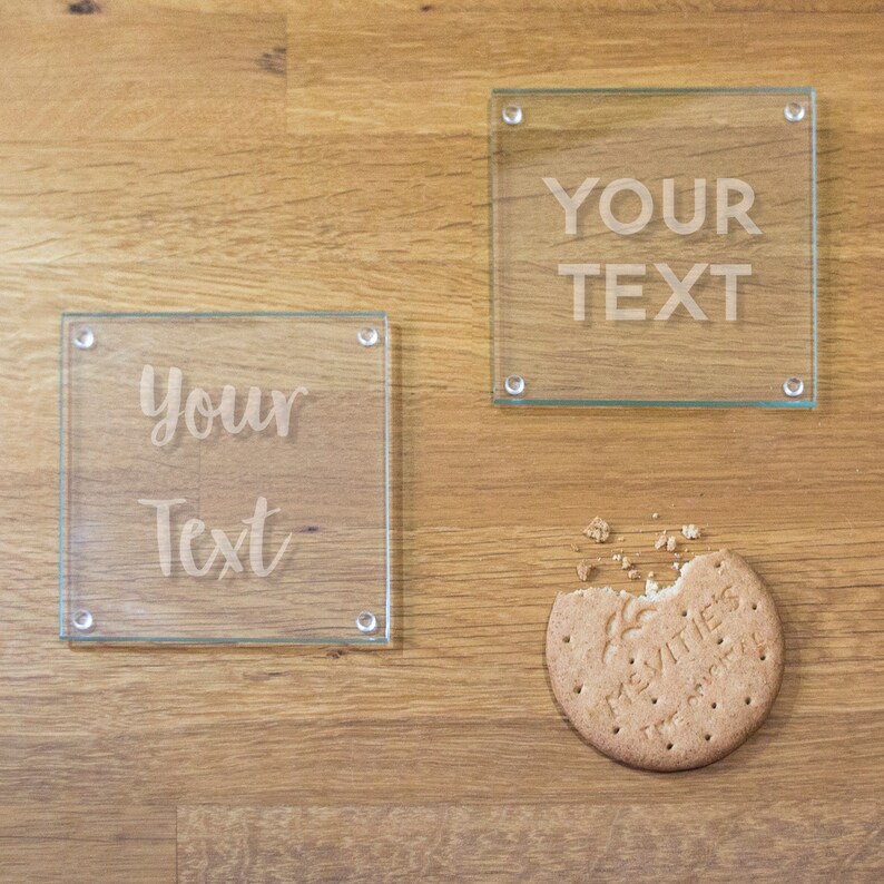 Custom Text Glass Coaster Engraved Personalised Coasters Etsy UK