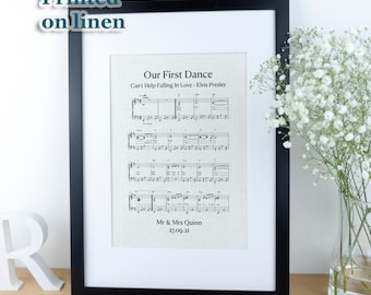 4th wedding anniversary first dance song sheet music print on linen fabric