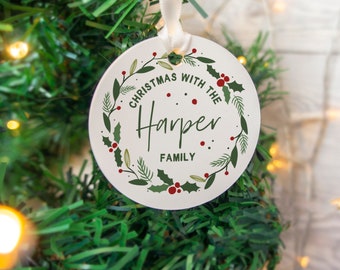 New family Christmas tree bauble ornament hanging decoration.
