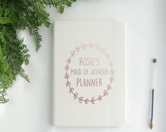 Maid of Honour Wedding Planner organiser gift, A5 soft cover notebook book