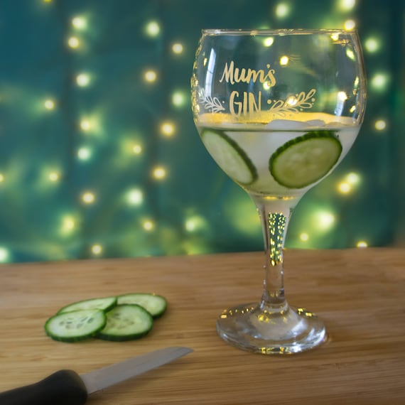 Personalisiertes Gin-Ballonglas für Mama, Geschenk für sie, Copa Gin-Gläser Hand geätzter Gin & Tonic, kundenspezifische personalisierte Mutter einzigartige Geschenke für sie