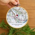 Custom OS map embroidery hoop for Cotton 2nd anniversary gift for husband wife him her Valentines gift for boyfriend girlfriend engagement